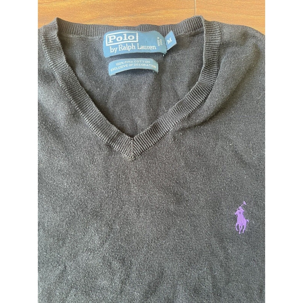 Polo Ralph Lauren Mens Medium Pima Cotton Exclusive Of Decoration Black‎ Sweater